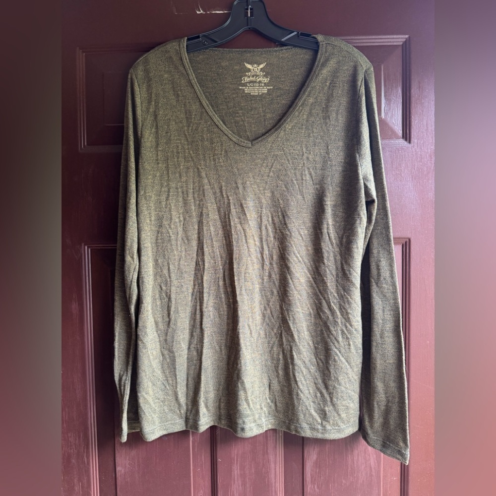 Faded Glory Long Sleeve Green Tee Shirt Size L